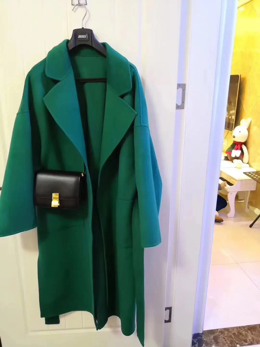 

2019 Autumn And Winter New Style Mid-length Green Double-Sided Handmade Cashmere Wool Overcoat Women's Popular Fashion Coat