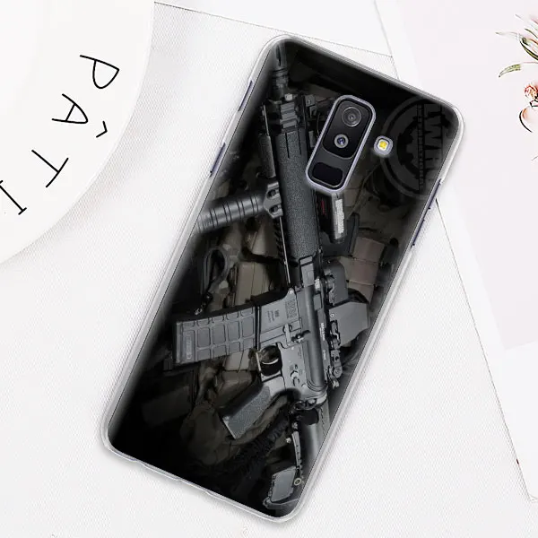 AK47 Handgun Gun BUllets Phone Case for Samsung Galaxy M10 M20 M30 M40 J4 J6 J8 J4+ J6+ Hard Cover Capa - Color: H13