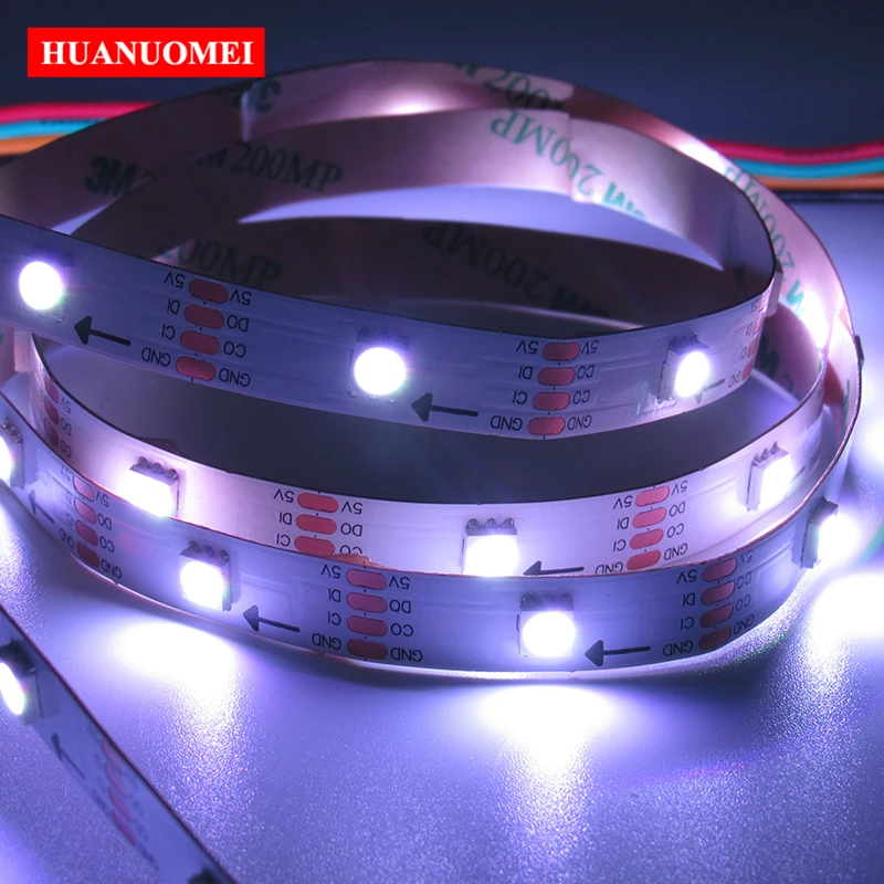 1 м 5 в 30 светодиодный s APA107 Программируемый RGB светодиодный светильник APA102 5050 SMD цифровая гибкая лента, 5 м/рулон, белая печатная плата, не Водонепроницаемая IP20