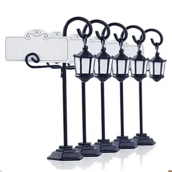 

5 PCS Streetlight Shape Wedding Party Reception Place Card Holder Number Name Table Menu Picture Photo Clip Card Holder Stand wi