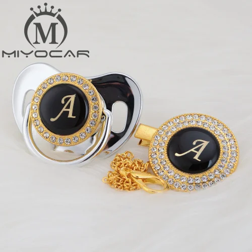 Шикарные золотые серебряные инициалы буквенные красивые шикарные соска и Соска-пустышка с клипсой без бисфенола - Цвет: LA-9 0-6m