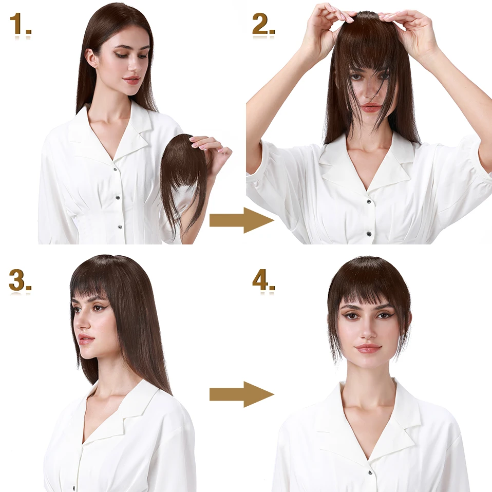 S-noilite Natural Hair Bangs 9g Fringe Human Hair With Temples 11Inches Non-remy False Bang Clip Front Bangs for women for human hair bangs