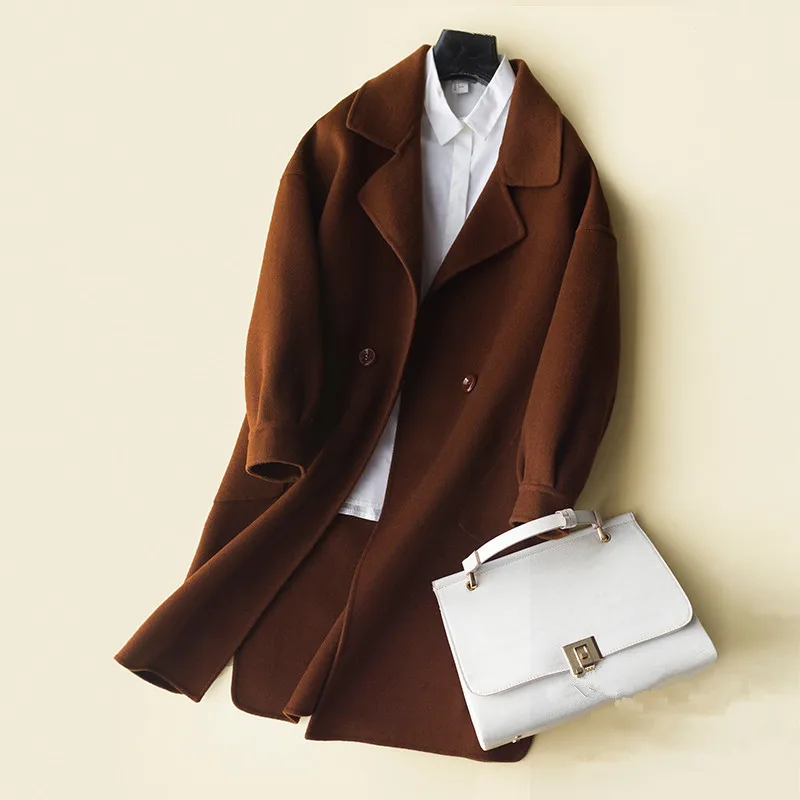 

2020 New Fashion Winter Jacket Women Cashmere Coats Elegant Slim 100% Wool Coat Female Spring casaco feminino FG8239