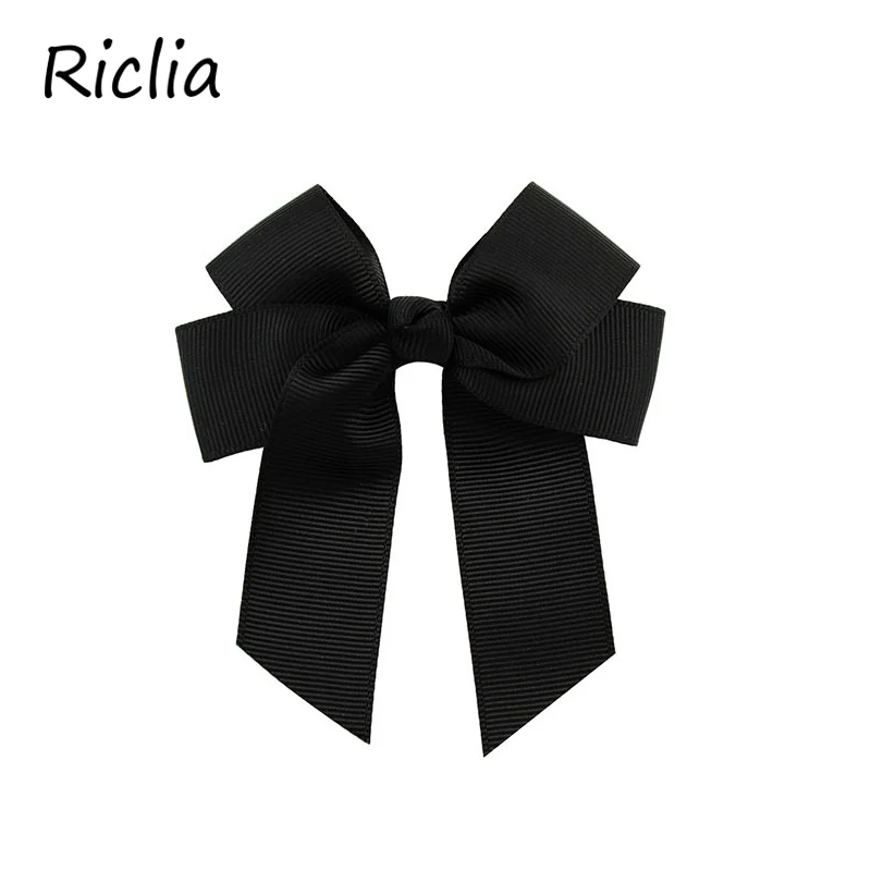 Riclia, 20 шт./лот, большой бант, детские шпильки, твердый полиэстер, заколка для волос, модная принцесса, Детские аксессуары для волос, лента, повязка с бантом