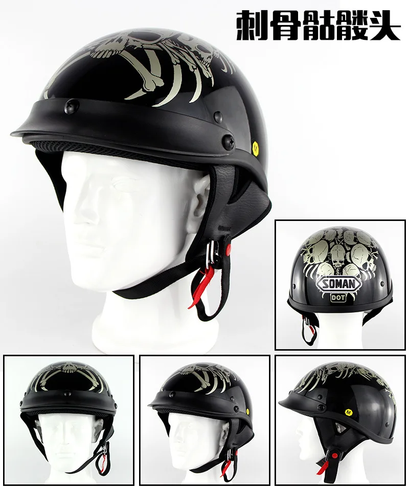Мотоциклетный шлем для электрического велосипеда Harley-Skeleton Cool Half Helmet открытый шлем безопасности для верховой езды Летний шлем