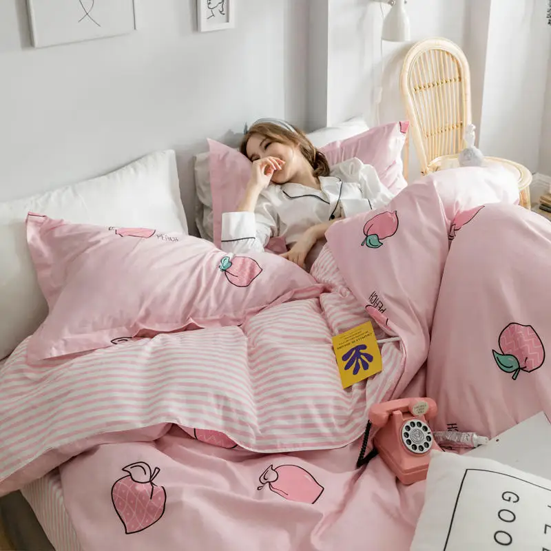 Four pieces cotton naked sleep skin 4 sheets quilt bedding - Цвет: 24