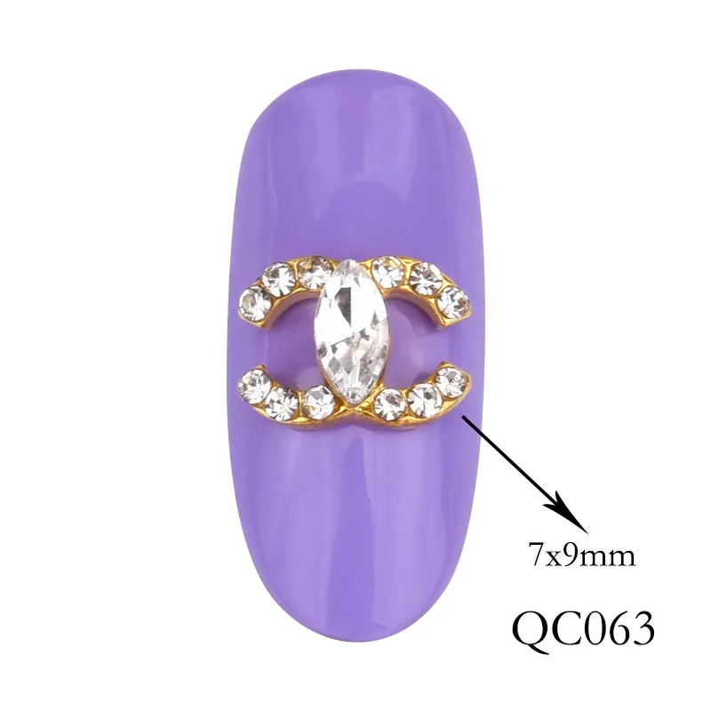 QC063 10 шт. новых украшений для дизайна ногтей, блестящие стеклянные драгоценные Стразы серии, дизайнерские золотистые и Серебристые Подвески с эффектом «сделай сам», аксессуары для ногтей - Цвет: QC063