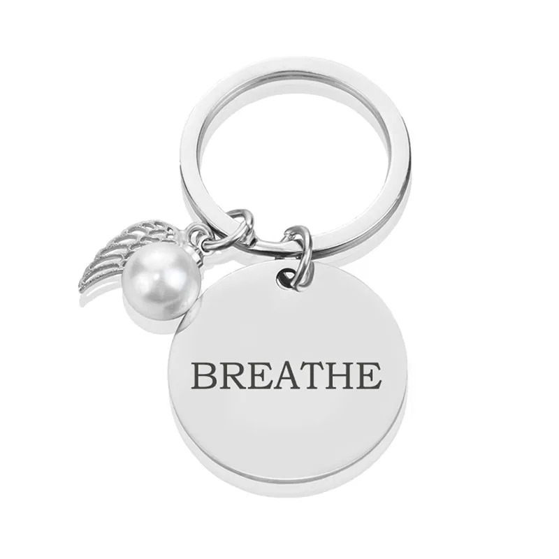 Never Give Up Keychain Stainless Steel Inspirational Positive Quote Message Key Chain Keyring For Men Women Friend Sister