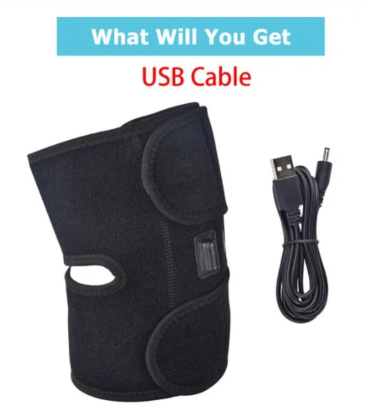 USB Cable Инфракрасный нагревательный наколенник, электрическая грелка, наколенник, массажер, обертывание, терапия, артрит, спазмы, облегчение боли, восстановление травм - Цвет: USB Cable