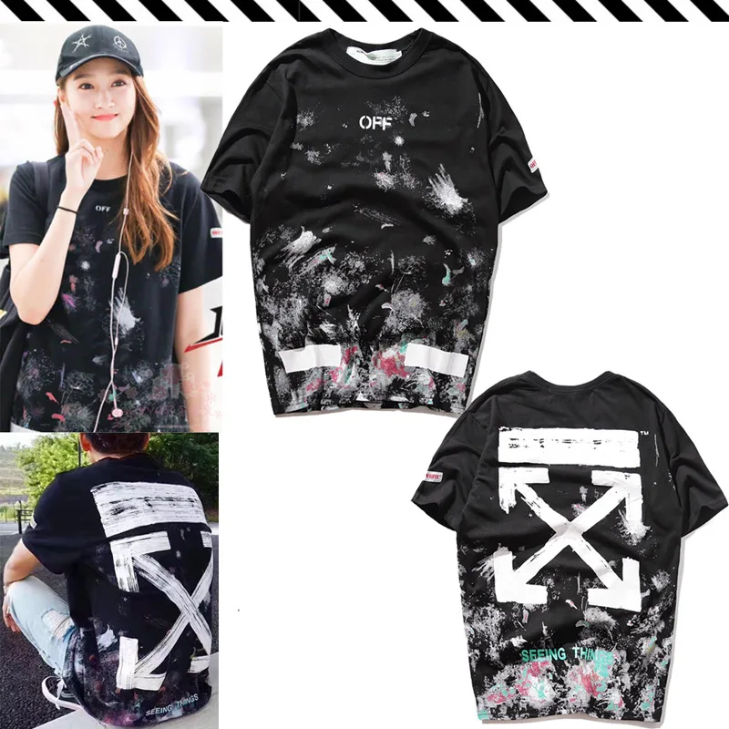 

Popular Brand Hot Selling off Europe And America Summer T-shirt Star Fireworks Arrowhead Short Sleeve Pure Cotton Loose-Fit Stud