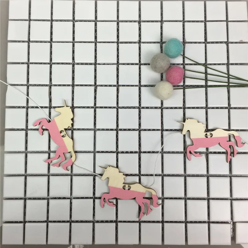 pink INS скандинавские 10 шт. деревянный Единорог Новорожденный ребенок в детская кроватка декор комнаты реквизит для фотосъемки украшение для детской спальни соска - Цвет: pink