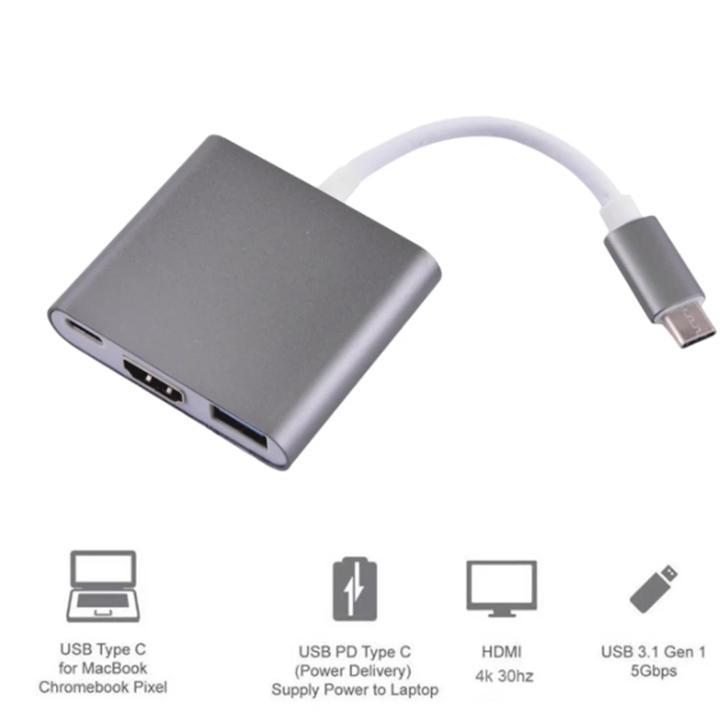 Mosible USB C концентратор к HDMI адаптер для Macbook Pro/Air Thunderbolt 3 концентратор USB Type C к HDMI 4K USB 3,0 порт USB-C питания