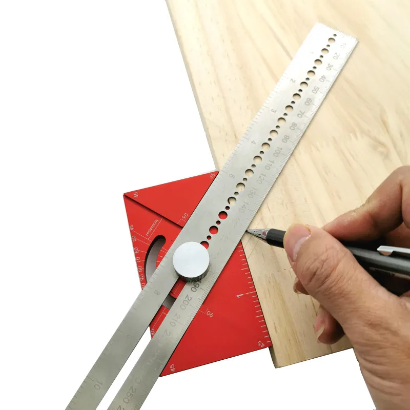 US $22.24 Woodworking DIY Angle Scribing Steel Ruler Positioning Block Scriber Line Gauge Dividing Line Ruler For Carpentry Measuring Tool