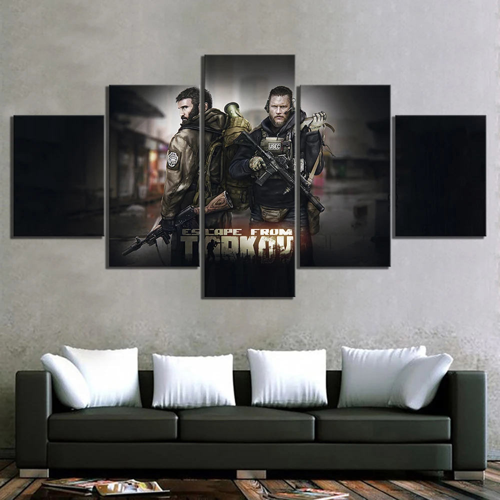 

No Framed 5 Panel Escape From Tarkov Game Cuadros HD Wall Art Canvas Posters Pictures Paintings Home Decor for Living Room