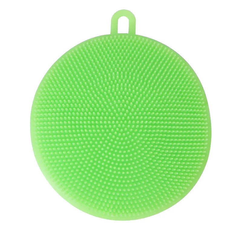 Лидер Продаж Круглая силиконовая щетка для мытья посуду многофункциональная Очистка от загрязнения щетка кухонная тряпка салфетка для мытья посуды - Color: green