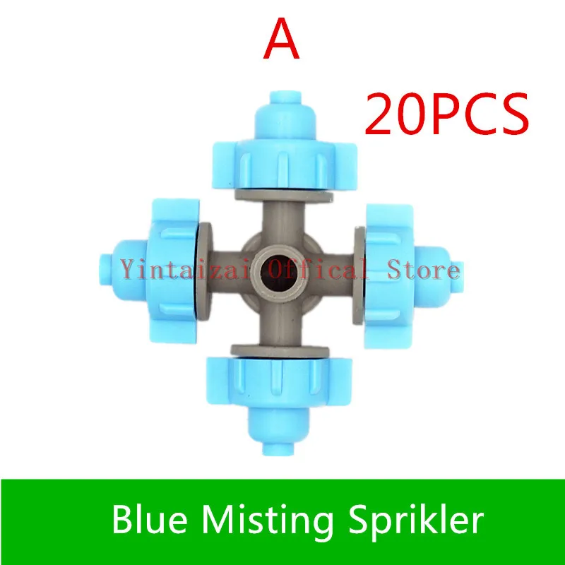 A 20pcs 20 шт. синий крест Fogger Misting система для полива разбрызгиватель спринклер 4 способа насадки для полива садовый опрыскиватель инструмент заварки - Цвет: A 20pcs