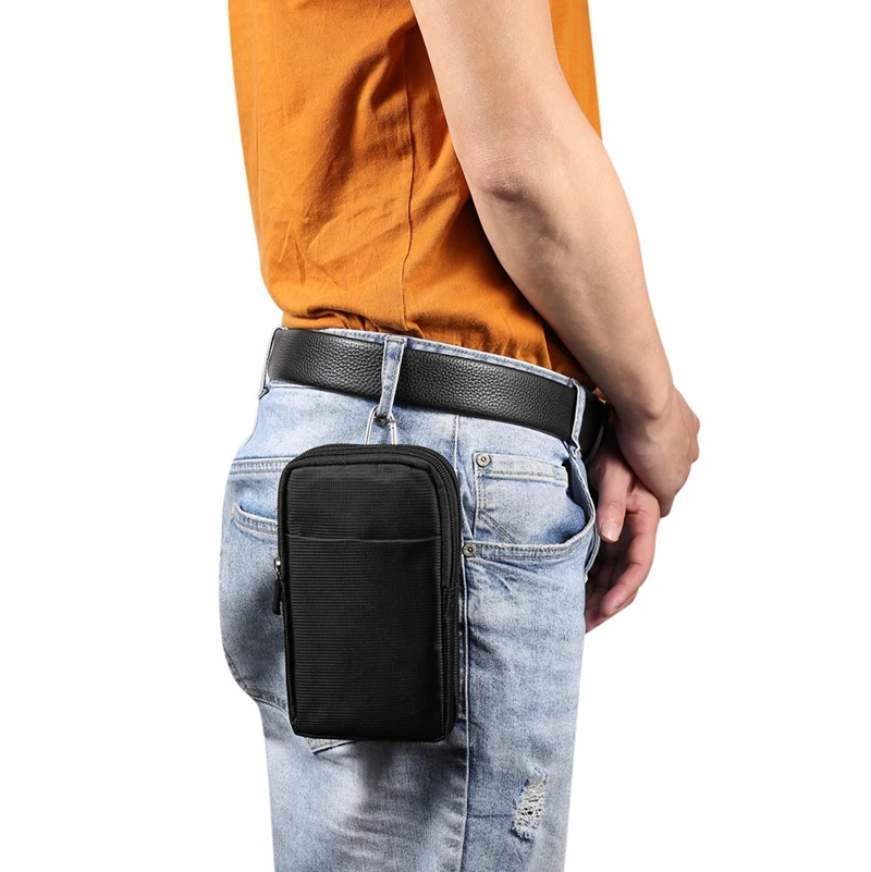 Universal Outdoor Mobile Phone Pouch with Dual Zippers & Belt Clip