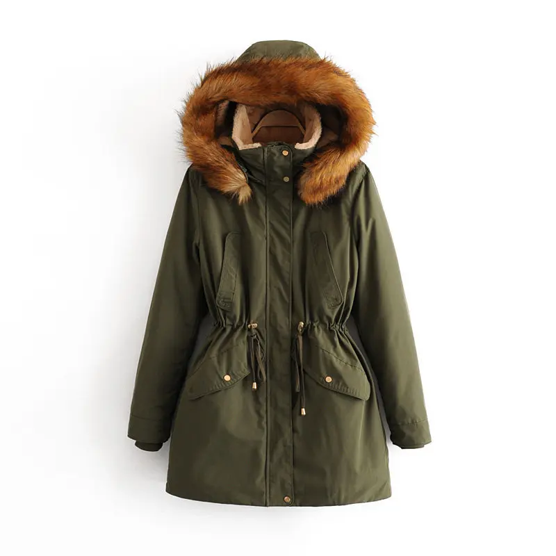 

2019 Winter New Style Western Style Brushed And Thick Waist Hugging Slim Fit Slimming Cotton Overcoat