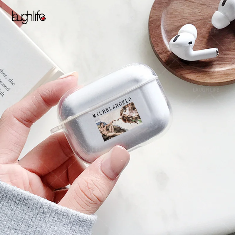 Силиконовый чехол для Airpods черный художественный Прозрачный Clear AirPods Pro Чехол