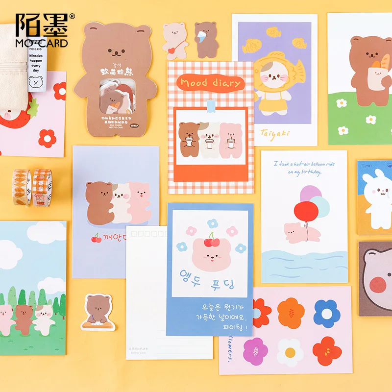 30 Sheets/Set Kawaii Coco Bear and Rabbit Animal Postcard/Greeting Card/Message Card/Birthday Letter Envelope Gift Card