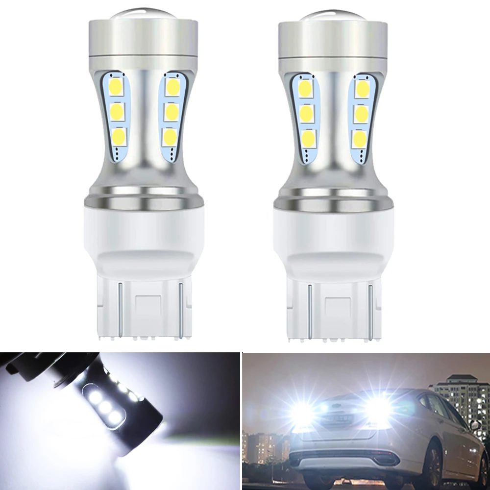 2x7443 T20 W21/5 Вт светодиод шина может свет DRL светодиодные лампы белый для BMW E60 E90 Ford