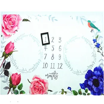 

100 x 150cm Flower Calendar Flannel Baby Milestone Blanket Newborn Photography Props Infant Photo Shoots Backdrop Cloth Props