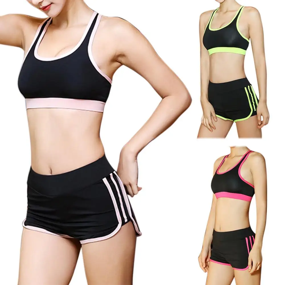 

Women Breathable Two-piece Sports Bra Underwear Sleeveless Vest Shorts Pants Ideal for yoga, fitness, jogging, running