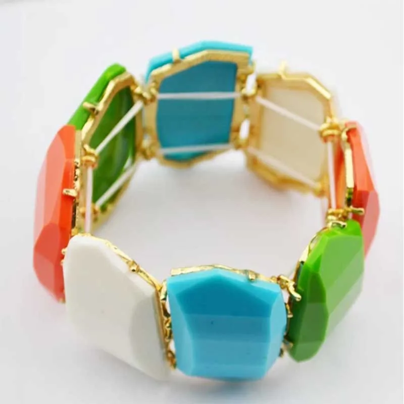

New Charming Fashion Colorful Resin Gem Lovely Bracelet Handmade Color Natural Stone Bracelet Couples Bracelets Creative Gifts