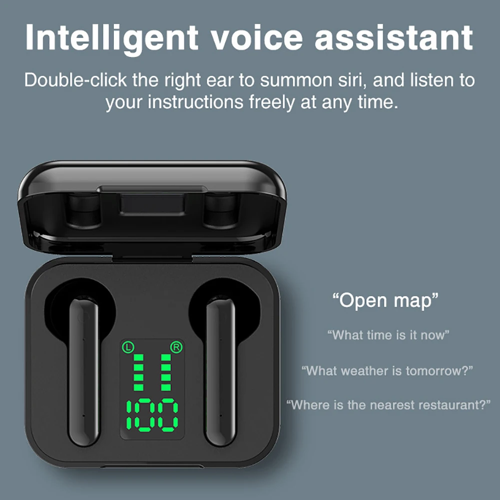TWS Bluetooth Earphones Wireless Headphon 300mah Charging Box Sports Waterproof Digital display Earbuds Headsets With Microphon