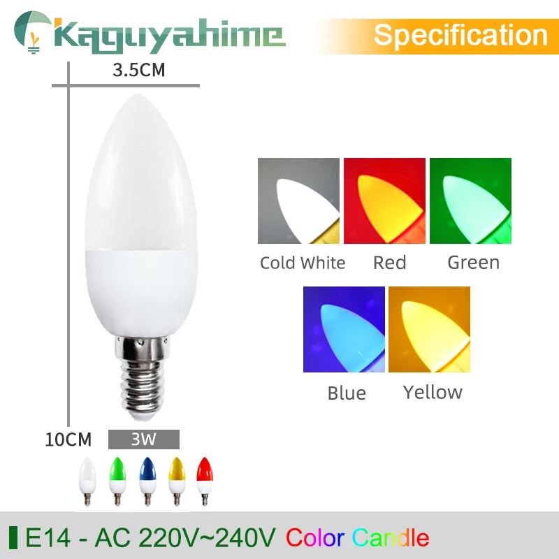 Kaguyahime LED E14 свечки Алюминий Лампа AC 220V 5W 7W 9W 12W 240V SMD2835 энергии энергосберегающие