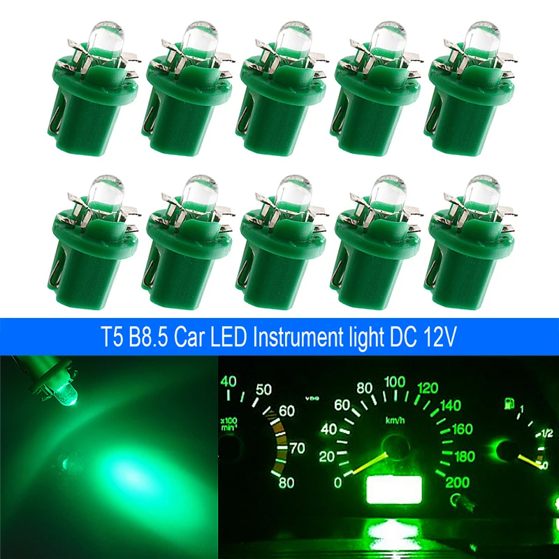 10x T5 B8.5 светодиодный Автомобильный светодиодный s интерьерная лампа приборной панели датчик прибора Авто клиновидные боковые светильник лампочка 12V