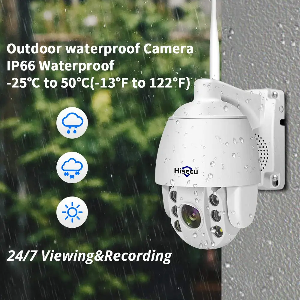 Hiseeu 1080P Беспроводная PTZ IP камера WIFI 5X цифровой зум наружная безопасности для