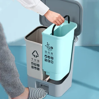 

16L/20L Large Pedal Trash Can Kitchen Waste Bin With Detachable Plastic Garbage Bins For Home