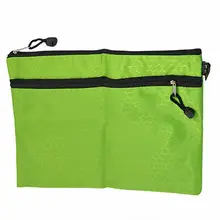 Rectangle 2 Compartments Green Nylon Hexagon Printed A4 Paper File Storage Bag