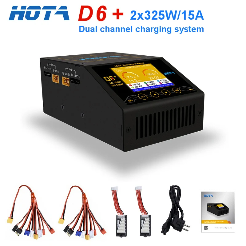 HOTA D6 Plus AC 300W DC 2X325W 2X15A Двухканальное умное зарядное устройство Dis для FPV гоночного