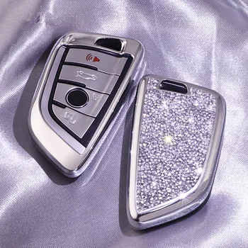 

Diamond Artificial Crystal Car Key Case Cover Protect Covers for BMW X5 F15 X6 F16 G30 7 Series G11 X1 F48 F39 Shell Protection