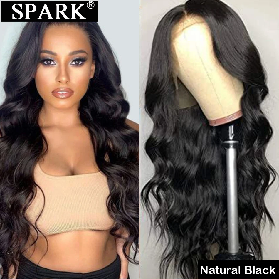 SPARK 4x4 Lace Closure Human Hair Wigs Peruvian Body Wave 180 Density 30 32inches Pre Pucked 100% Human Wig For Black Women Remy