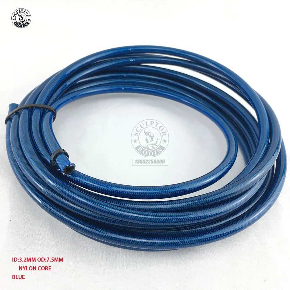 AN3 мотоцикл Плетеный нейлон из нержавеющей стали тормозной линии шланг жидкости гидравлический точный газовый шланг топливный трубопровод шланг - Цвет: nylon blue