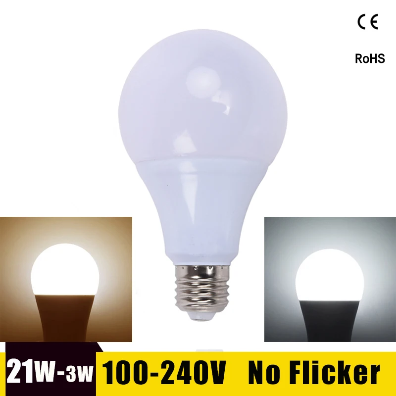 E27 LED Bulb 21W 18W 15W 12W 9W 6W 220V 110V Lampada Ampoule LED Lamp Bombillas High Power LED Screw Light Bulb for Home