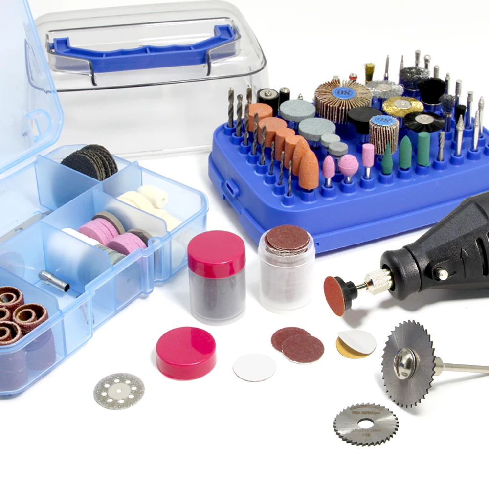 TASP 310pcs 로타리 도구 액세서리 키트, Dremel 미니 드릴용 3.2mm 생크 포함, 연삭 절단 샌딩 조각 드릴링