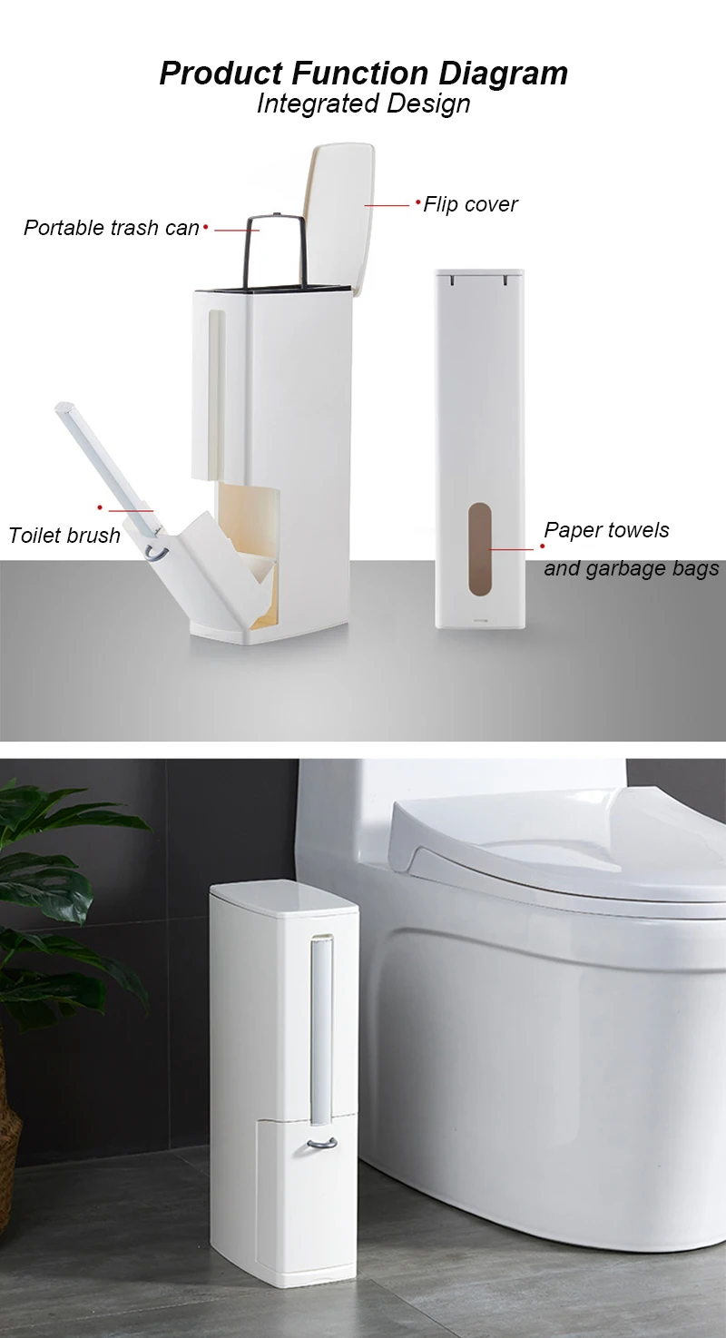 6L экологически чистый пластиковый урна для ванной комнаты с туалетной щеткой дежатель для мусоного ведра ведро для мусора инструменты для уборки ванной комнаты с мешками