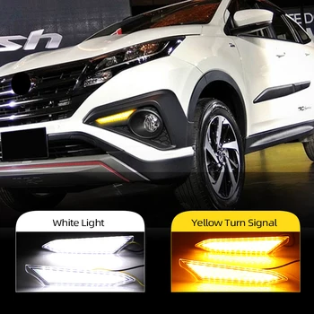 

CSCSNL 2Pcs For Toyota Rush 2018 2019 LED DRL Daytime Running Light With Yellow Turn Signal Relay 12V ABS Waterproof Fog Lamp
