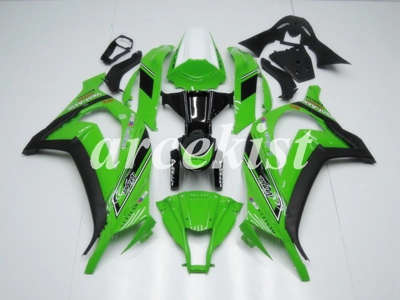4 подарки ABS Обтекатели комплект подходит для kawasaki Ninja ZX-10R 2011 2012 2013 10R, возрастом 11, 12, 13, 14, 15, корпус из двух вещей черно-зеленый