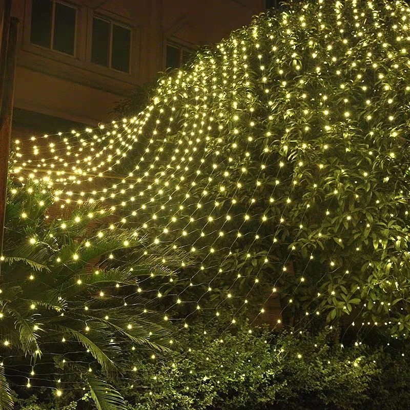 

Christmas Outdoor Park Garden Holiday Lighting Decoration Lantern String Starry Fishing Net Led Lights Fairy Lights Garland