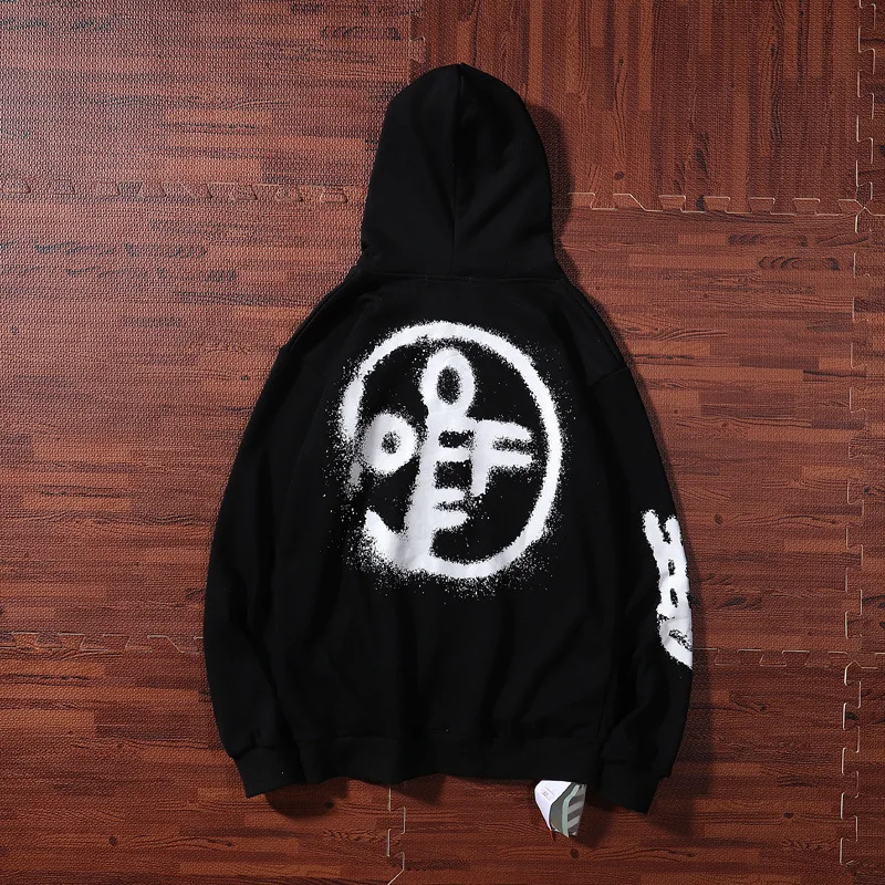 

Europe And America Popular Brand off White bankok New Style Ink Printed Zipper Cardigan Men And Women Hoodie