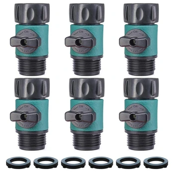 

Water Hose Turn Off Valve Garden Hose Connector Set with Rubber Gaskets (6PCS)+Leak-Free Ball Valve (6PCS) Standard 3/4 Inch Thr