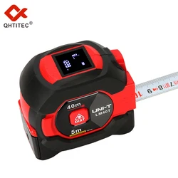 QHTITEC LM40T Laser Distance Measuring Tape LED Bright Screen HD Digital Display Auto Bounce Back Tester Meter Instrumentation