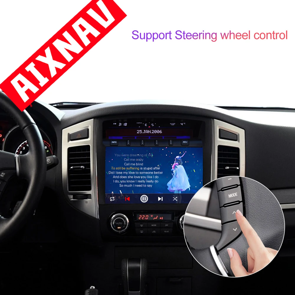 Cheap 9 Inch Display Touch Screen Car Multimedia Player Android GPS Navigation for Mitsubish Pajero Autoradio 1 Din Radio Player DVD 5