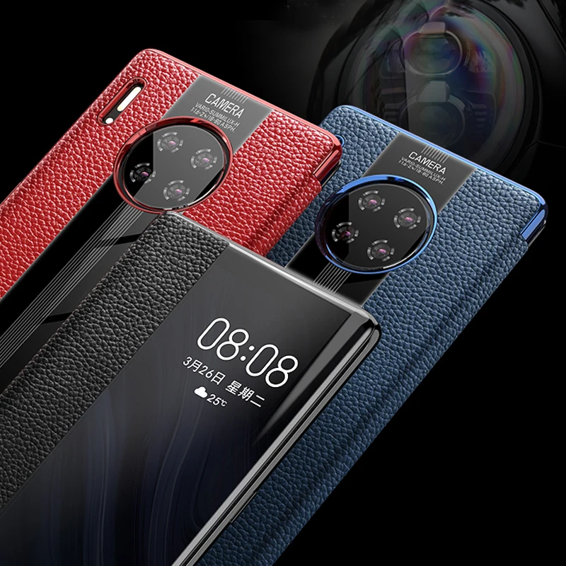 Mate 30 Роскошный чехол из натуральной кожи для huawei mate 30 pro Чехол кожаный умный флип-чехол для huawei mate 30 Pro Защитная крышка