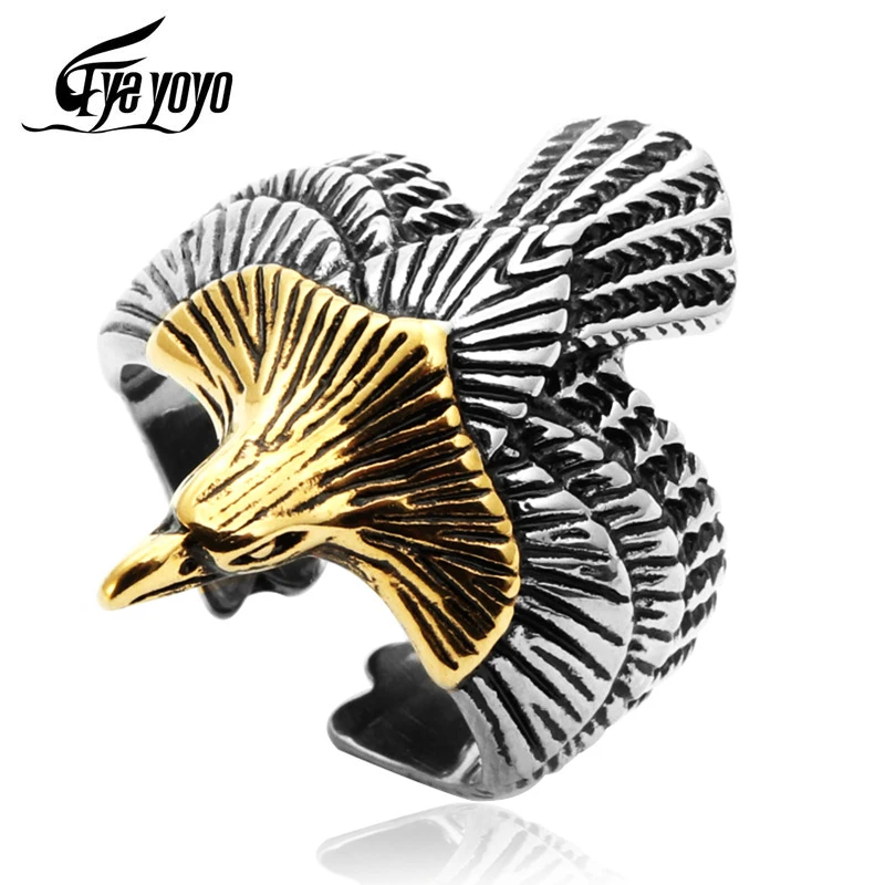 EyeYoYo кольцо из нержавеющей стали с животным орлом для мужчин кольца на